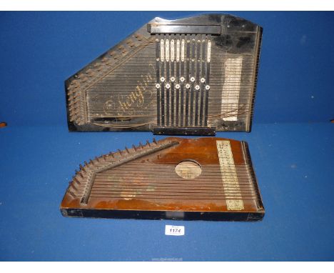 Two vintage Zither harp/Auto-harps (both as found).