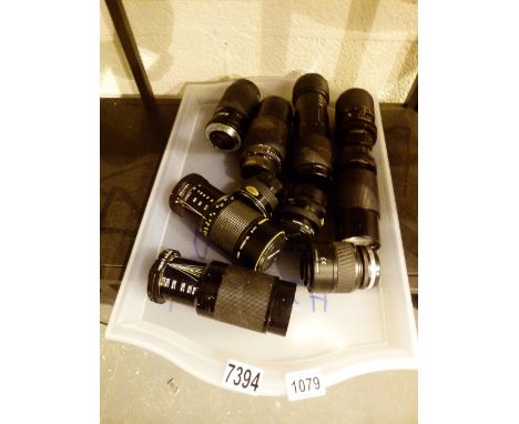 MIXED CAMERA LENSES. Tray of mixed camera lenses