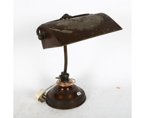 A Vintage desk lamp, with painted metal shade, height 36cm 