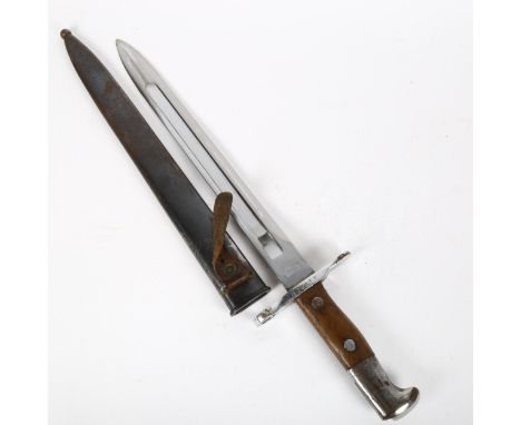 A Schmidt Ruben 1889 pattern bayonet and scabbard, no. 123111, blade length 29.5cm 