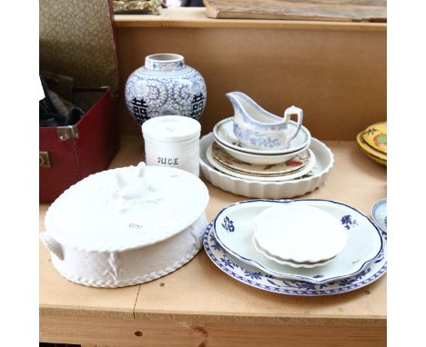 Royal Worcester game tureen, rice jar, Oriental vase, and various plates 