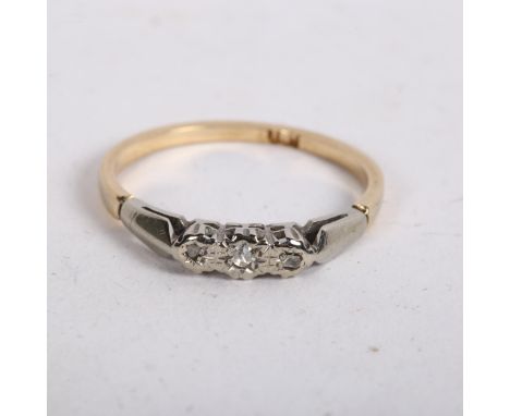 An 18ct gold three stone diamond ring 