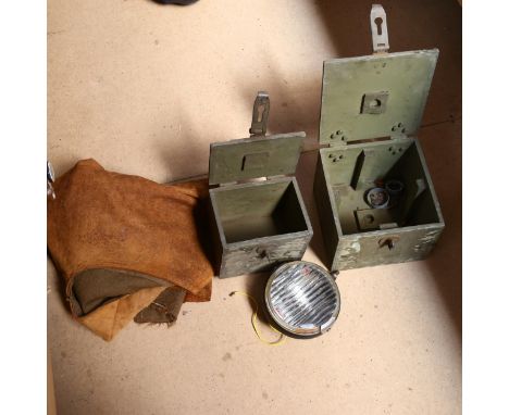 Lumax lamp, ammo boxes, and a leather jerkin 