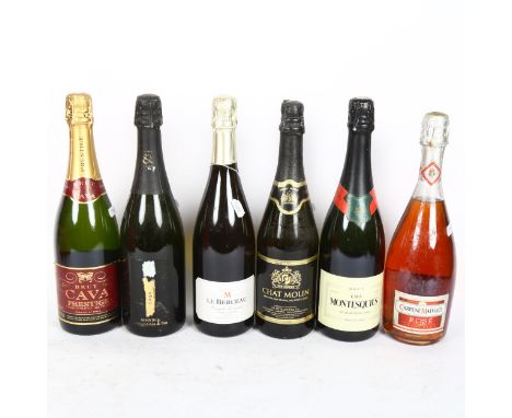 6 bottles of sparkling wine, including Cava and Pique Poul-Chardonnay 