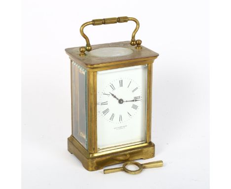 A brass-cased carriage clock, by Goulding &amp; Co of Plymouth, case height 11cm 