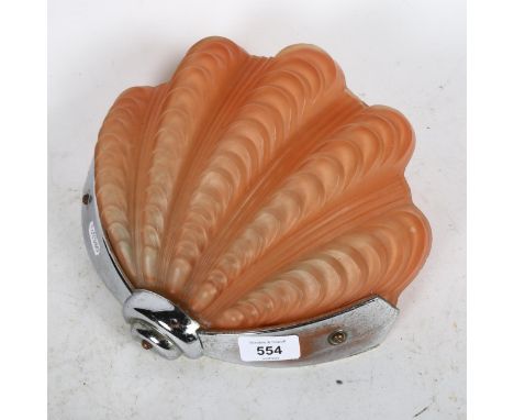 Art Deco pink shell glass wall light fitting 