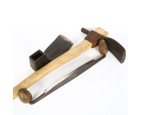 An Antique Sorby Adze, a Buck Adze, and a Whitehouse drawknife