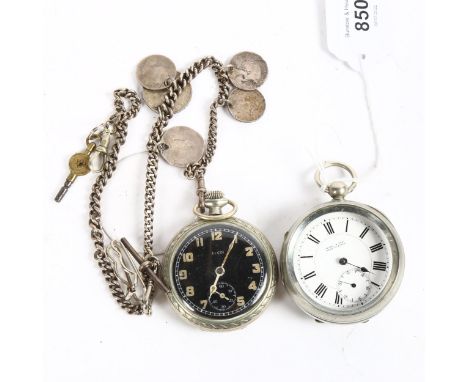 KENDAL &amp; DENT - a nickel plate key-wind pocket watch, ELGIN - a nickel plate military pocket watch with subsidiary dial, 