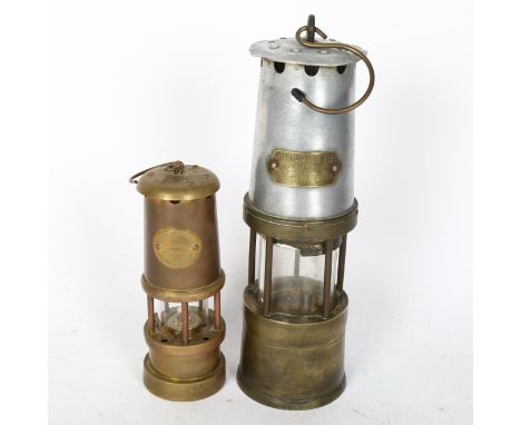 J H Taylor Ltd Wigan, a brass miner's lamp, and another (2) 