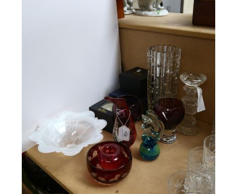 Sarpaneva, a Fesitvo candlestick, a pair of amethyst goblets, a Murano vase, a boxed Rosenthal glass, Murano seahorse etc 