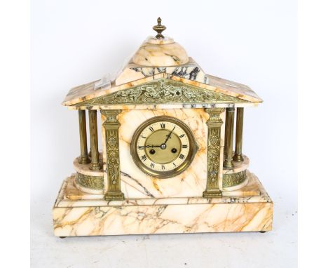 A Victorian architectural marble 8-day mantel clock, with ormolu mounts and key, height 43cm 