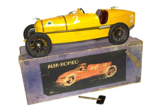 A Cij Compagnie Industrielle Du Jouet Clockwork Painted Tinplate Alfa Romeo P2 Racing Car Finis