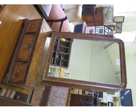 A George II style walnut toilet mirror, with three drawers on bracket feet, 43cm wide, 63cm high