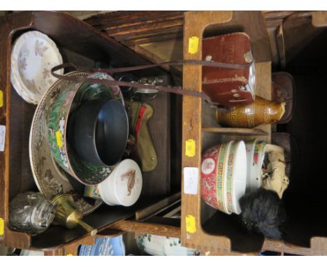 Various Chinese bowls, a grape vine corkscrew and other ceramic and collectables