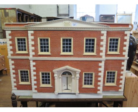 Doll's houses: Tiger Toys Regency town house 90cm x 38cm x 58cm, a mock Tudor style house, and a small bisque doll