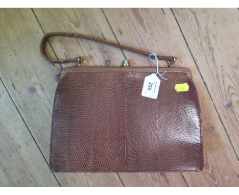 A Mappin and Webb brown snakeskin handbag 26cm wide