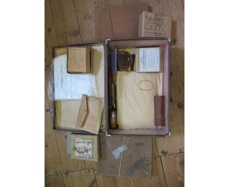 A case of gilders tools and various books of gold leafBelonged to Frederick Stiles of Alfred Stiles &amp; Sons in Hammersmith