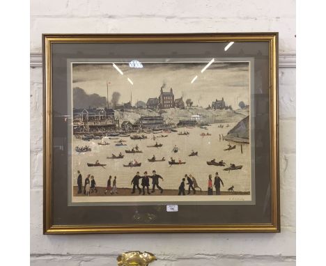 L.S. Lowry (1887 - 1976) Crime Lake Lithograph Signed in pencil and with blind stamp 45.5cm x 60cm Subject to ARR