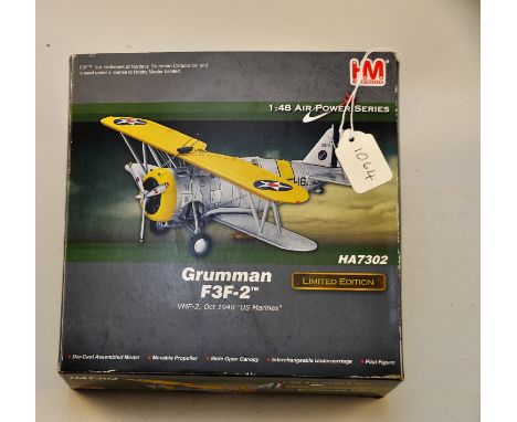 HOBBY MASTER 1:48 SCALE 'GRUMMAN F3F-2' U.S MARINES PLANE IN BOX GC.