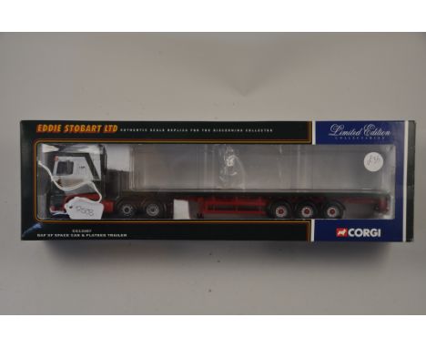 CORGI LIMITED EDITION CC 13207 DAF XF SPACE CAB & FLATBED TRAILKER EDDIE STOBART LTD SCALE 1:50 GC