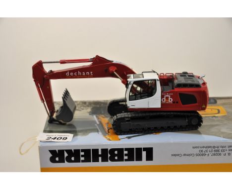 NZG MODEL 856 LIEBHERR R936 DECHANT MAROON AND WHITE CRAWLER EXCAVATOR SCALE 1:50 VGC