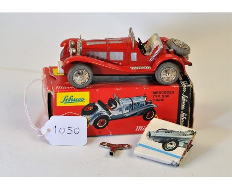 SCHUCO - MERCEDES TYP SSK (1928) MICRO RACER 1043/1 MADE IN WESTERN GERMANY RED BODY PLATED RADIATOR AND LIGHTS WITH SILVER E