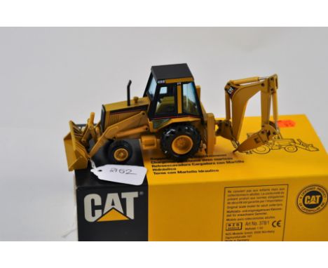 NZG MODEL 378 CATERPILLAR 428 BACKHOE LOADER WITH HYDRAULIC HAMMER SCALE 1:50 VGC