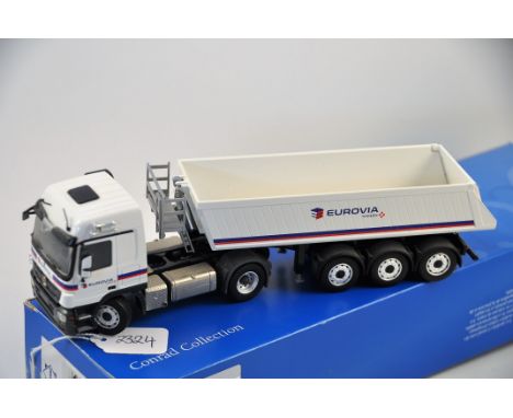 CONRAD COLLECTION MODEL 72202/01 EUROVIA MERCEDES BENZ 4X2 TIPPER TRAILER SCALE 1:50 GC