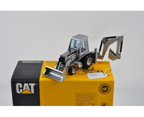 NZG MODEL 2851 CATERPILLAR 428B SILVER COLOUR BACKHOE LOADER SCALE 1:50 VGC