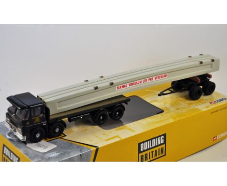 CORGI BUILDING BRITAIN LIMITED EDITION GUY INVINCIBLE 8 WHEEL PLATFORM LORRY BOGIE & BEAM LOAD - TARMAC SCALE 1:50 WITH CERTI