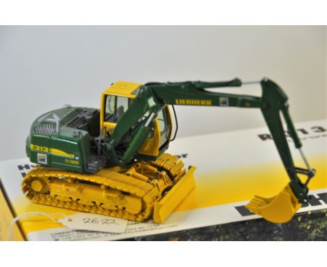 NZG MODEL 678/02 LIEBHERR R313 HYDRAULIC EXCAVATOR KARP-KNEIP YELLOW/GREEN SCALE 1:50 GC WITH BOX