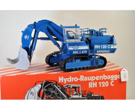 CONRAD MODEL 2771 O&K ORENSTEIN & KOPPEL RH 120C TRI POWER HYDRAULIC EXCAVATOR BLUE COLOUR MILLER MINING SCALE 1:50 VGC