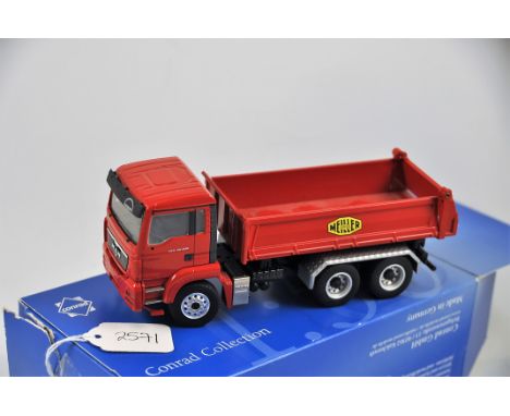 CONRAD COLLECTION MODEL 71181/0 MAN FLATBED TIPPER TRUCK MEILLER SCALE 1:50 GC WITH BOX