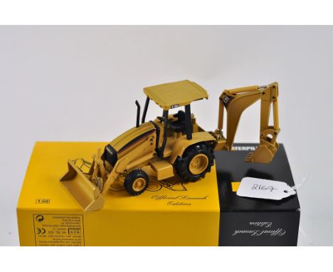 NZG MODEL 434 CAT 416C BACKHOE LOADER OFFICIAL LAUNCH EDITION SCALE 1:50 VGC