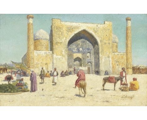 Richard Karlovich Zommer (Russian, 1866-1939)Gate of Kashmir signed in cyrillic (lower right)oil on canvas laid to board 50.8