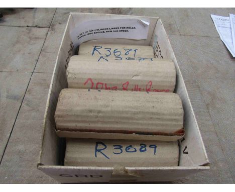A set of six cylinder liners for Rolls-Royce 20HP engine, new old stock
