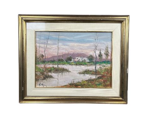 Landscape. Oil painting on panel, 20th-century period, depicting Landscape.Dimensions: 30x40 cm including frame.