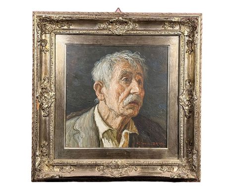 A. Grassi (1918 - 2002) - Portrait of an elderly person. Oil painting on canvas, 20th century period, depicting a portrait of