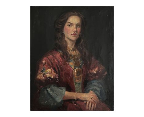 Portrait of a Woman. Oil painting on canvas, 20th-century period, depicting Portrait of a Woman. Showing signs of wear. Dimen
