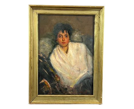 Portrait of a Girl. Oil painting on board, 20th-century period depicting Portrait of a Girl.Internal frame dimensions: 29x41 