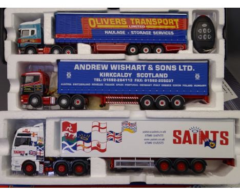 CORGI 150TH SCALE LIMITED EDITION TRUCKS to include CC12937 Scania Topline Curtain Side Trailer with sight and sounds effects