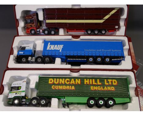 CORGI 150TH SCALE HAULIERS OF RENOWN LIMITED EDITIONS, three models to include CC13812 Mercedes Benz Actros Curtain Side Eddi