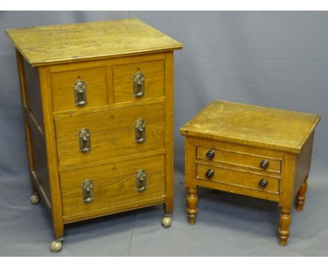 19TH CENTURY OAK FURNITURE, two items to include a neatly proportioned chest of two short over two long drawers having 'Arts 