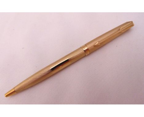 9ct gold Parker engine turned ballpoint pen