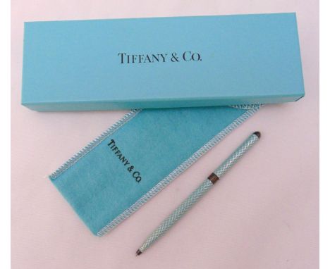 Tiffany and Co. silver and enamel ballpoint pen in original packaging