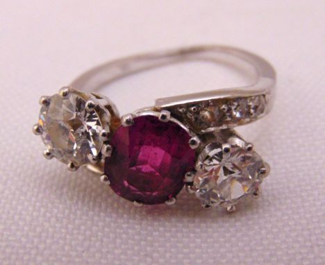 Diamond and ruby dress ring, tested 18ct, approx total weight 5.2g