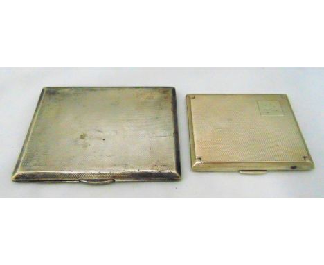 Two hallmarked silver engine turned cigarette cases, approx total weight 256g