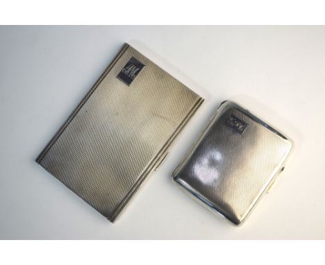 Two engine-turned silver cigarette cases, Birmingham 1933/38, 7.5 oz