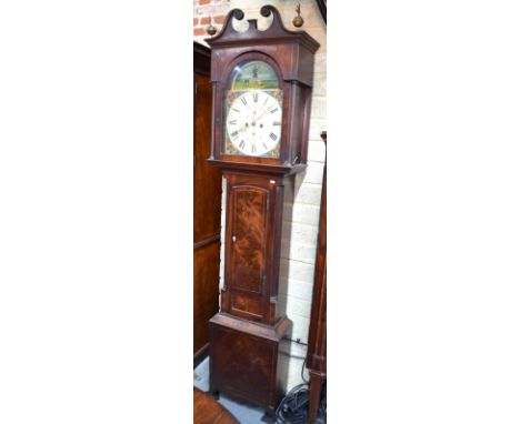 Jonathan Nicholson, Berwick, a Victorian eight-day mahogany longcase clock, the painted arched dial with subsidiary seconds a