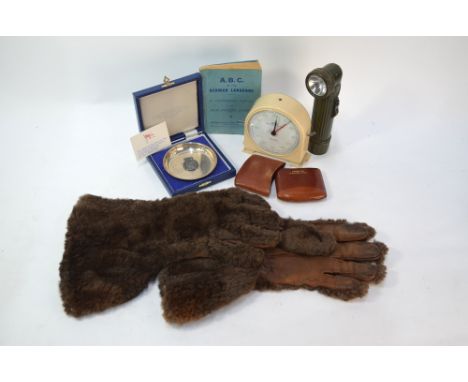 A pair of vintage fur driving gauntlets by Fownes of Worcester (little used), to/w an 'A.B.C.' of the German Language a Conve